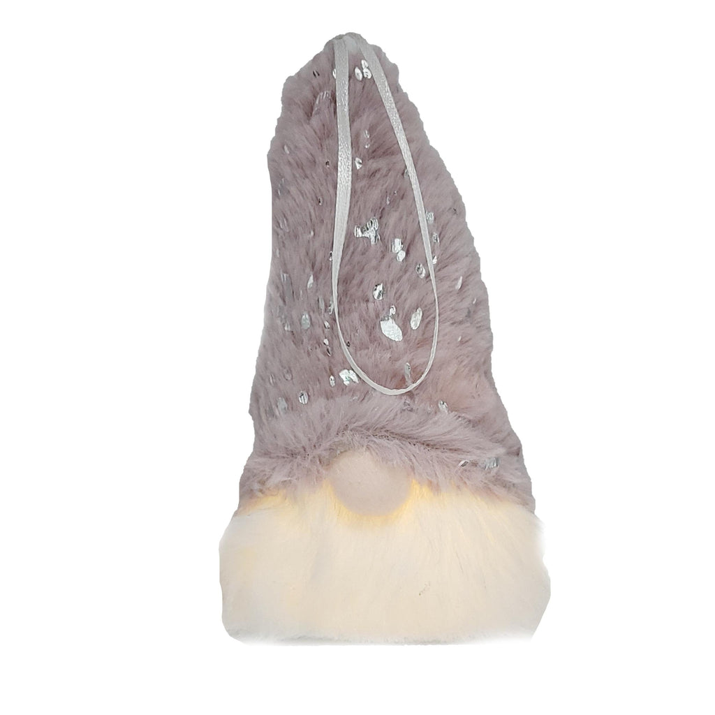 Fluffy Pink and Silver Hanging Light Up Gnome - 99fab 