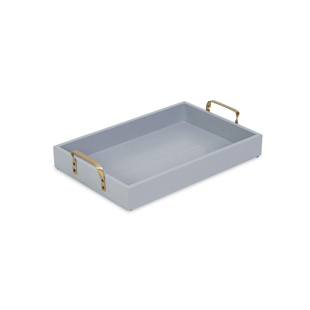 Light Gray Wooden Tray with Gold Handles - 99fab 