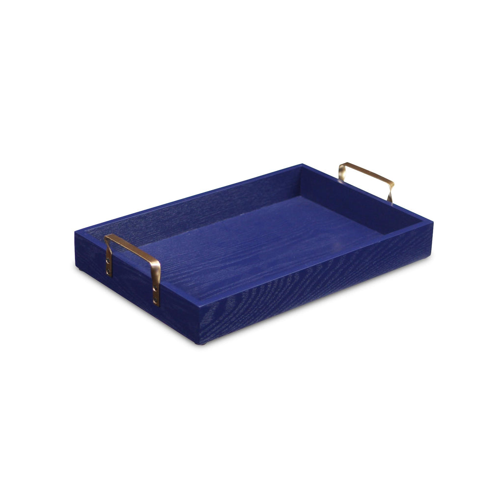 Royal Blue Wooden Tray with Gold Handles - 99fab 