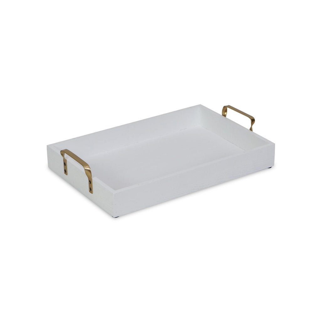 White Wooden Tray with Gold Handles - 99fab 