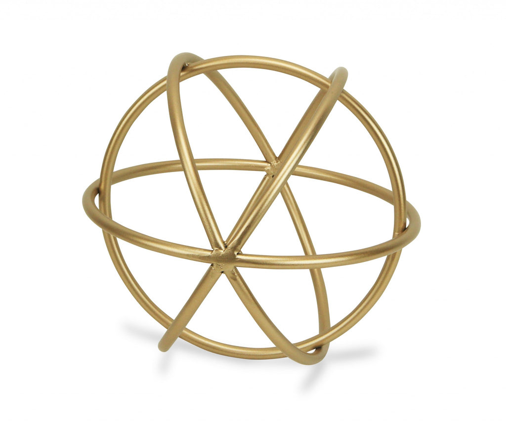 Petite Gold Metal Orb Decorative Sculpture - 99fab 