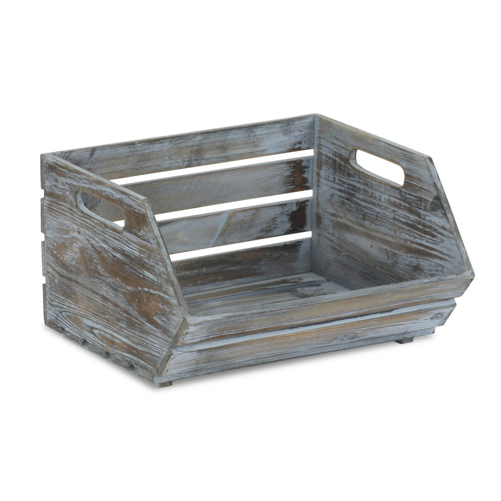 Distressed Gray Wooden Storage Box - 99fab 