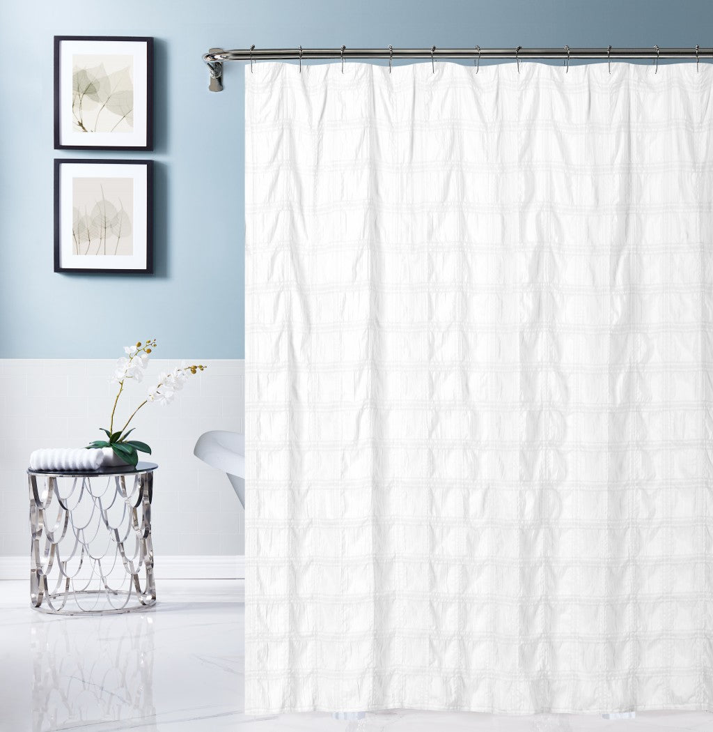 White Modern Crinkle Shower Curtain - 99fab 