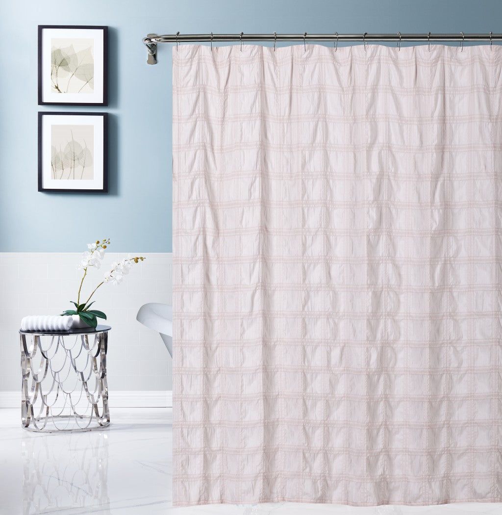 Pale Pink Modern Striped Crinkle Shower Curtain - 99fab 