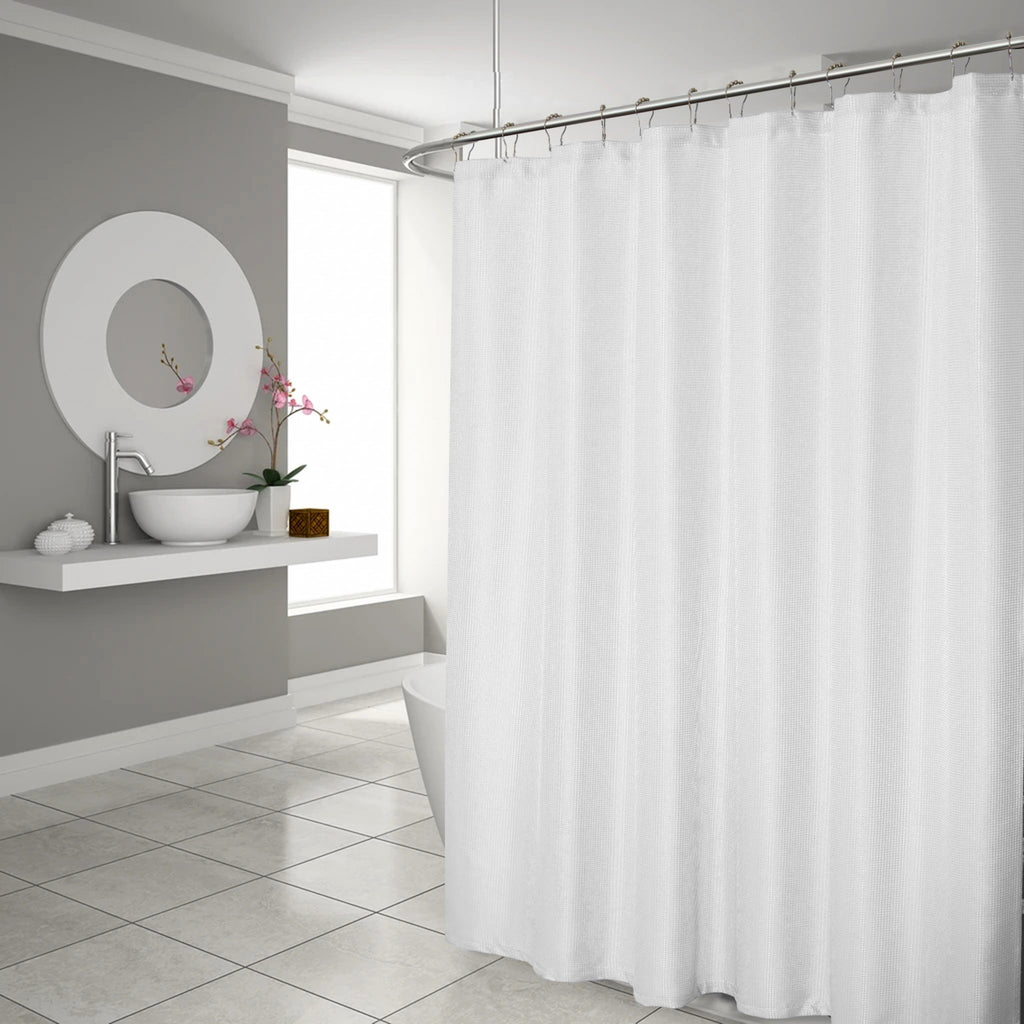 Luxurious White Waffle Weave Shower Curtain - 99fab 