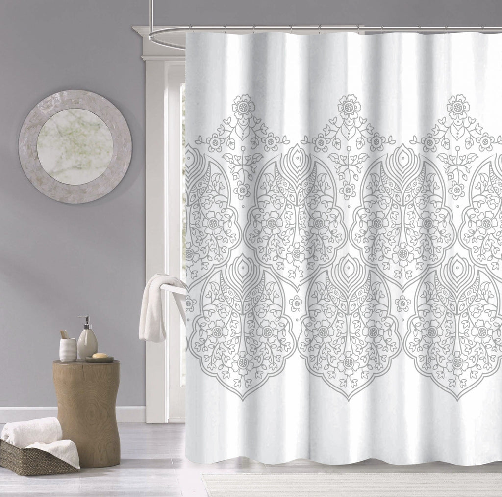 Silver Decorative Medallion Shower Curtain - 99fab 