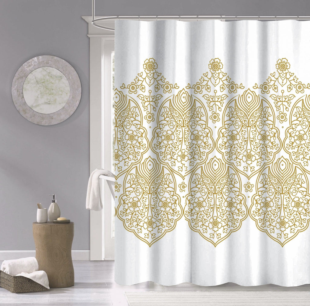 Gold Decorative Medallion Shower Curtain - 99fab 