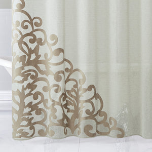 Gold Contemporary Velvet Scroll Shower Curtain