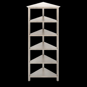 75" Gray Solid Wood Five Tier Standard Bookcase