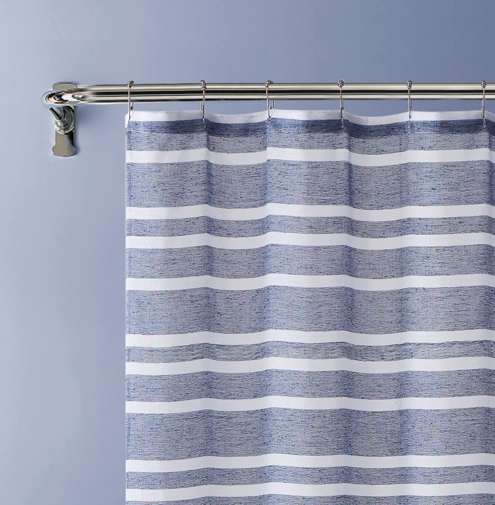 Navy and White Striped Shower Curtain