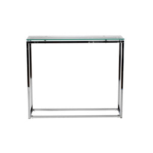 Geo Rectangle Clear Glass and Chrome Console Table