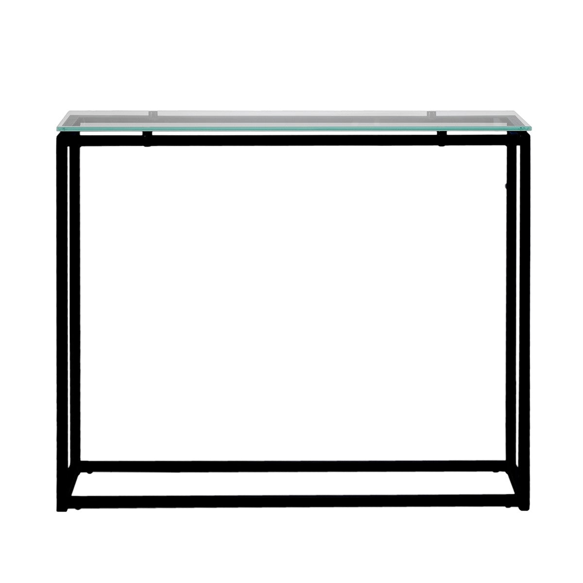 Geo Rectangle Clear Glass and Black Console Table