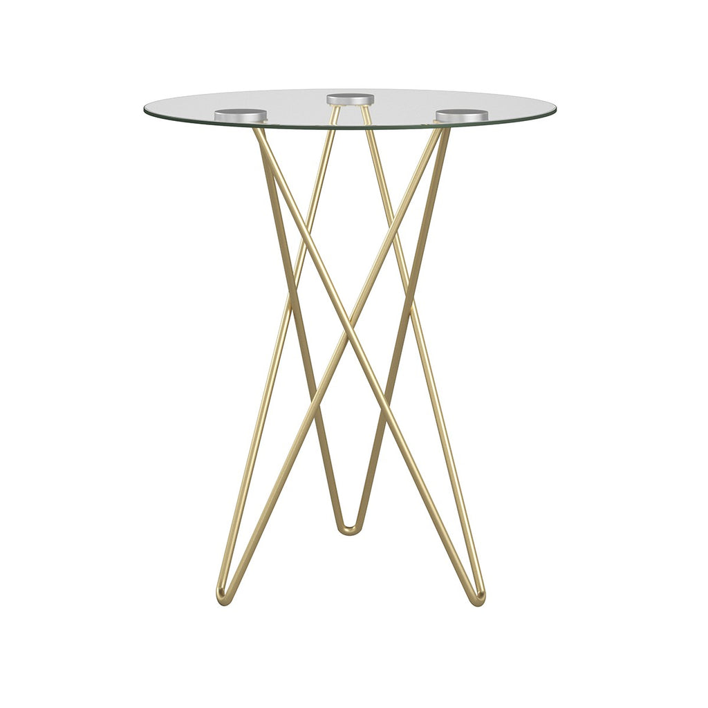 Geometric Clear Glass and Gold Round Table - 99fab 