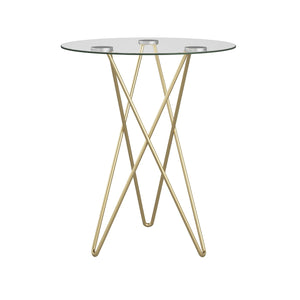 Geometric Clear Glass and Gold Round Table