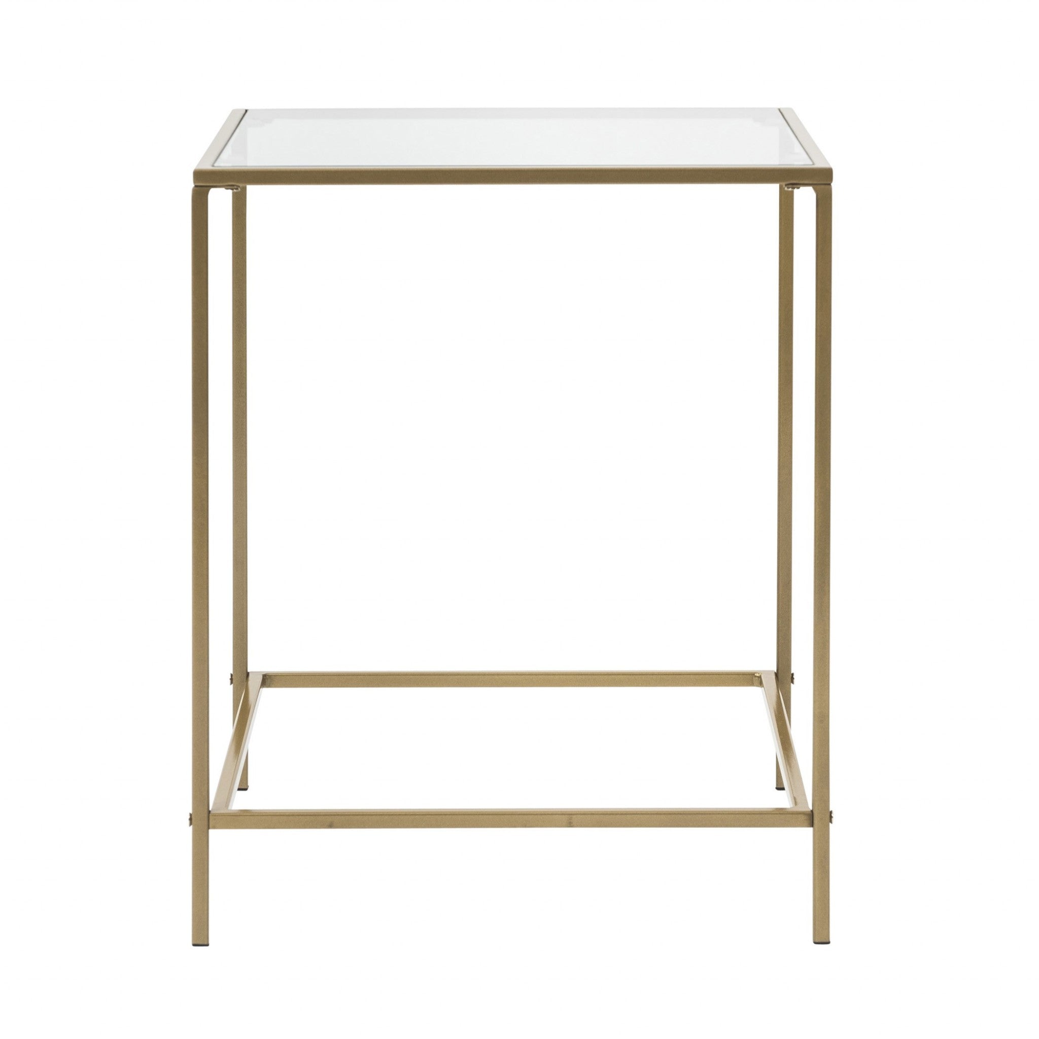 Minimalist Clear Glass and Gold Side Table