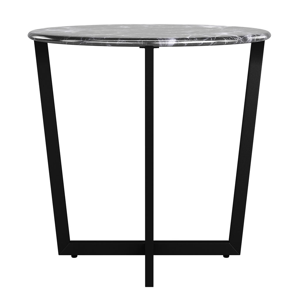 Mod Geo Black and Black Round Faux Marble Side Table - 99fab 