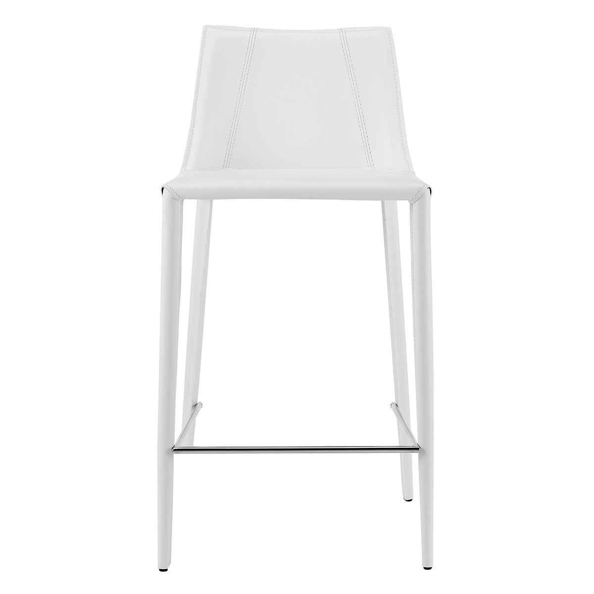 36" White Steel Low Back Counter Height Bar Chair With Footrest