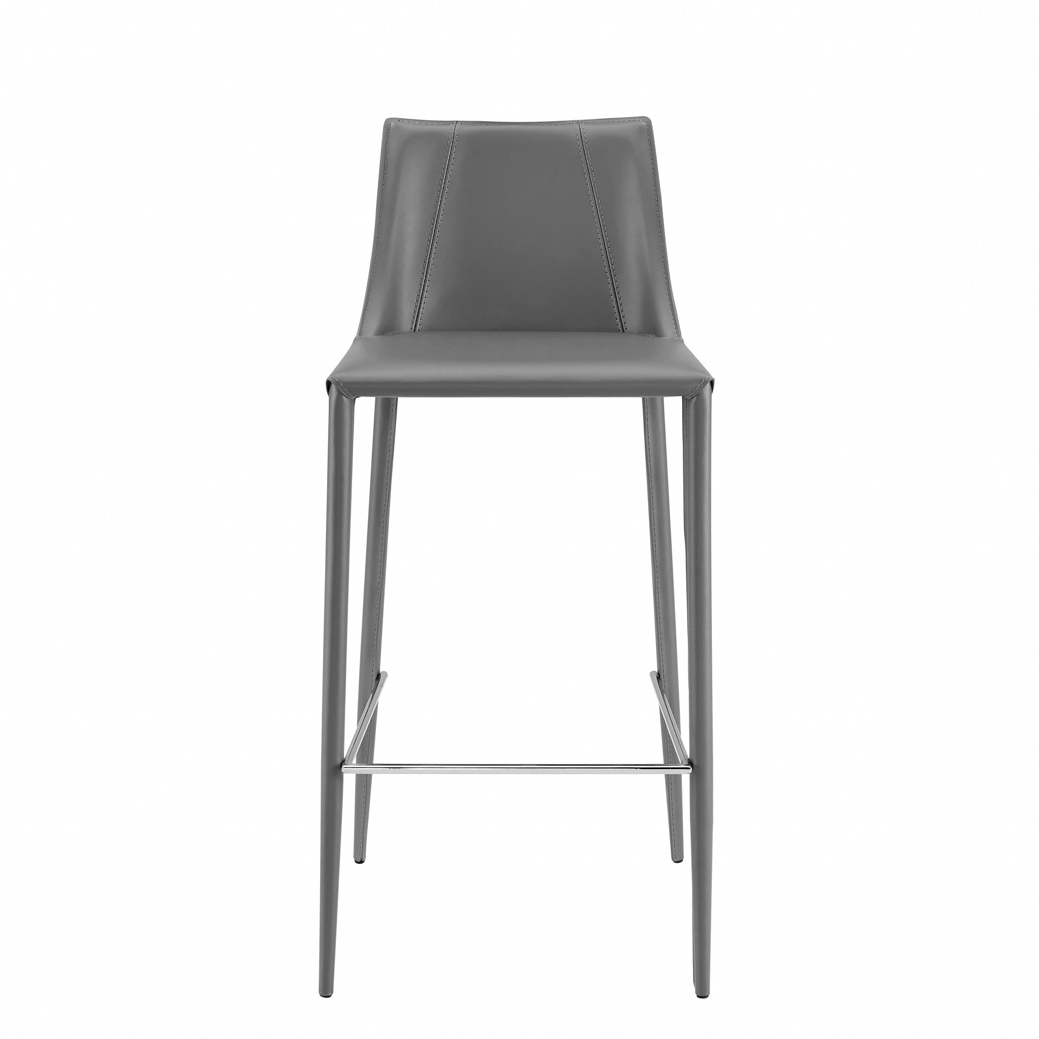 40" Gray Steel Low Back Bar Height Chair With Footrest