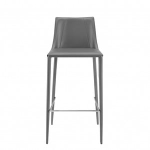 40" Gray Steel Low Back Bar Height Chair With Footrest