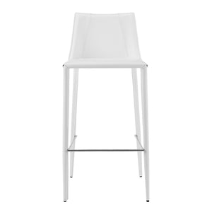 40" White Steel Low Back Bar Height Chair With Footrest