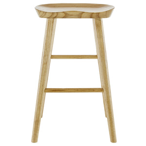 30" Light Natural Brown Solid Wood Bar Stool