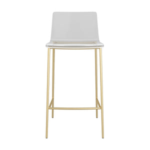Set of Two Contemporary Acrylic and Gold Counter Stools