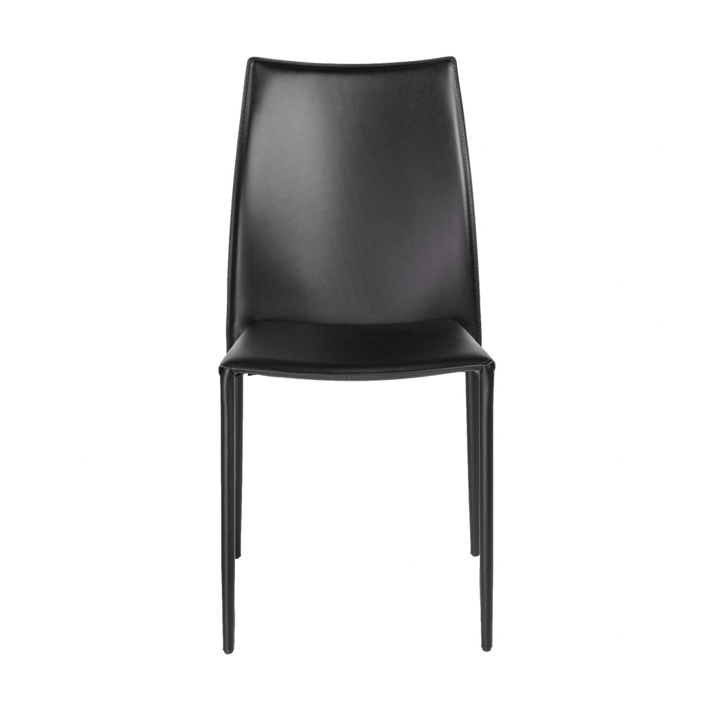 Set of Two Premium All Black Stacking Dining Chairs - 99fab 