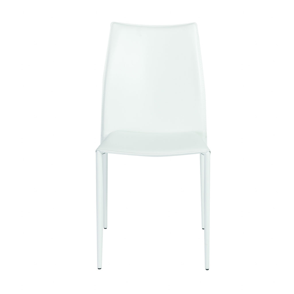 Set of Two Premium All White Stacking Dining Chairs - 99fab 