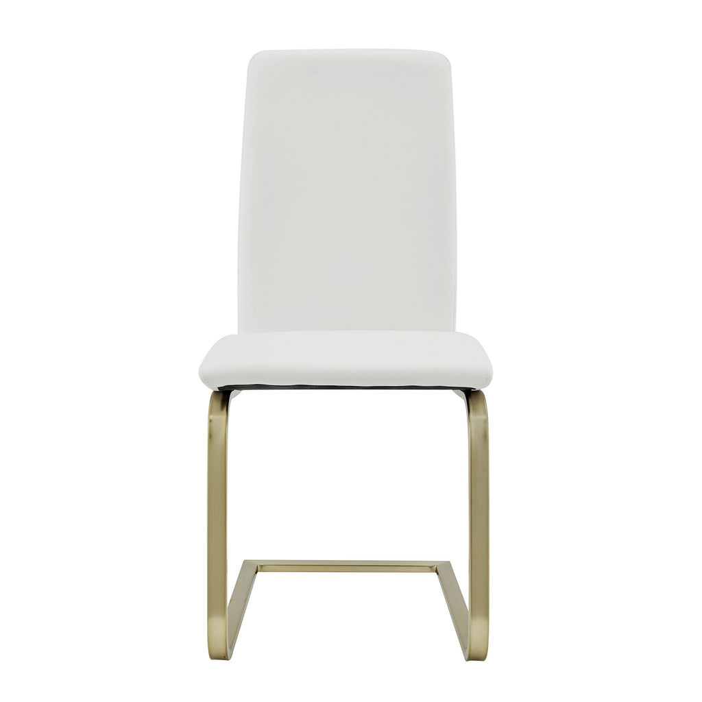 Set of Two Mod White and Gold Dining Chairs - 99fab 