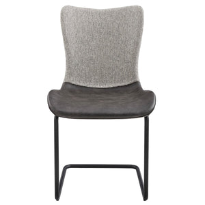 Set of Two Gray Metro Mix Cantilever Dining Chairs