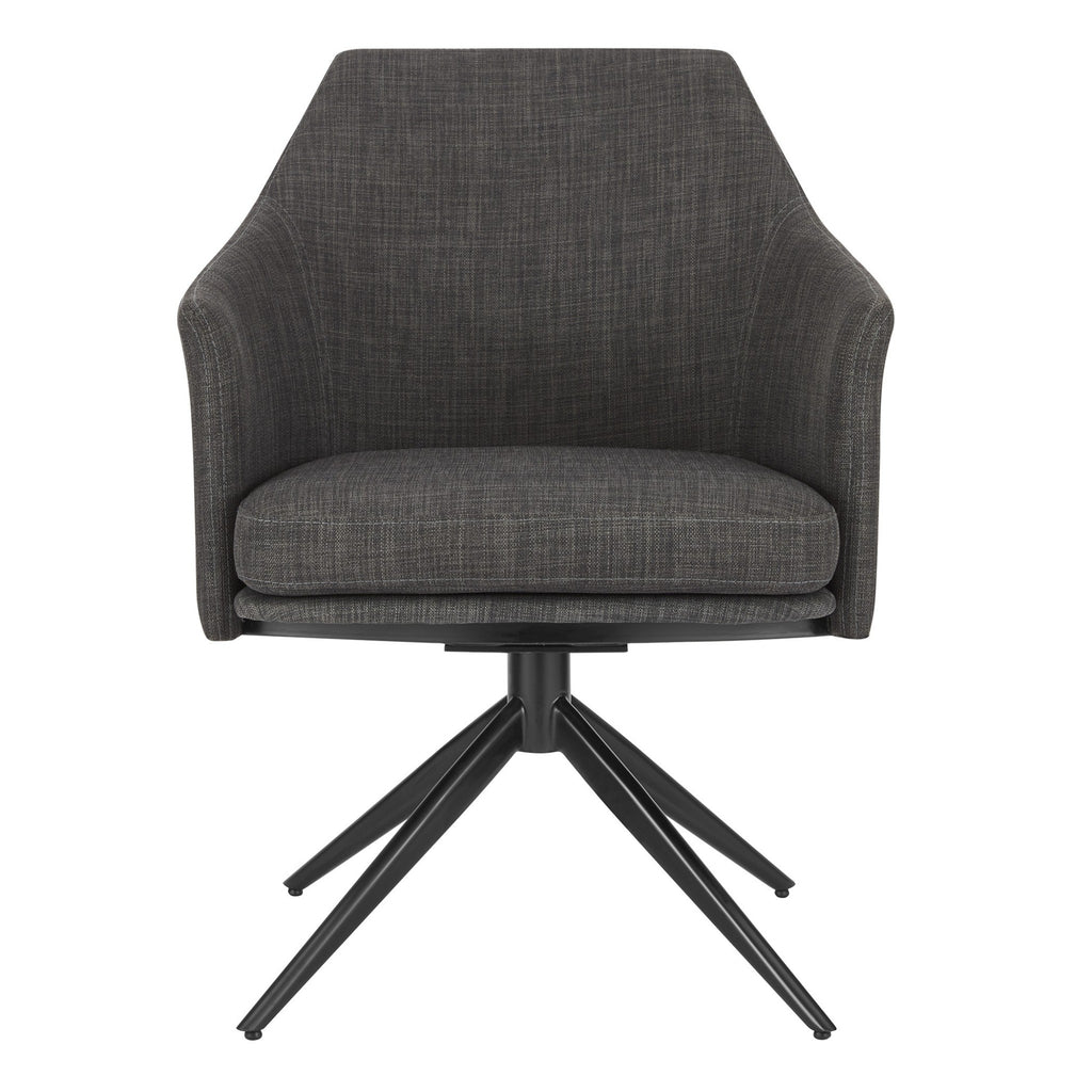 Dark Gray Fabric and Black Swivel Armchair - 99fab 