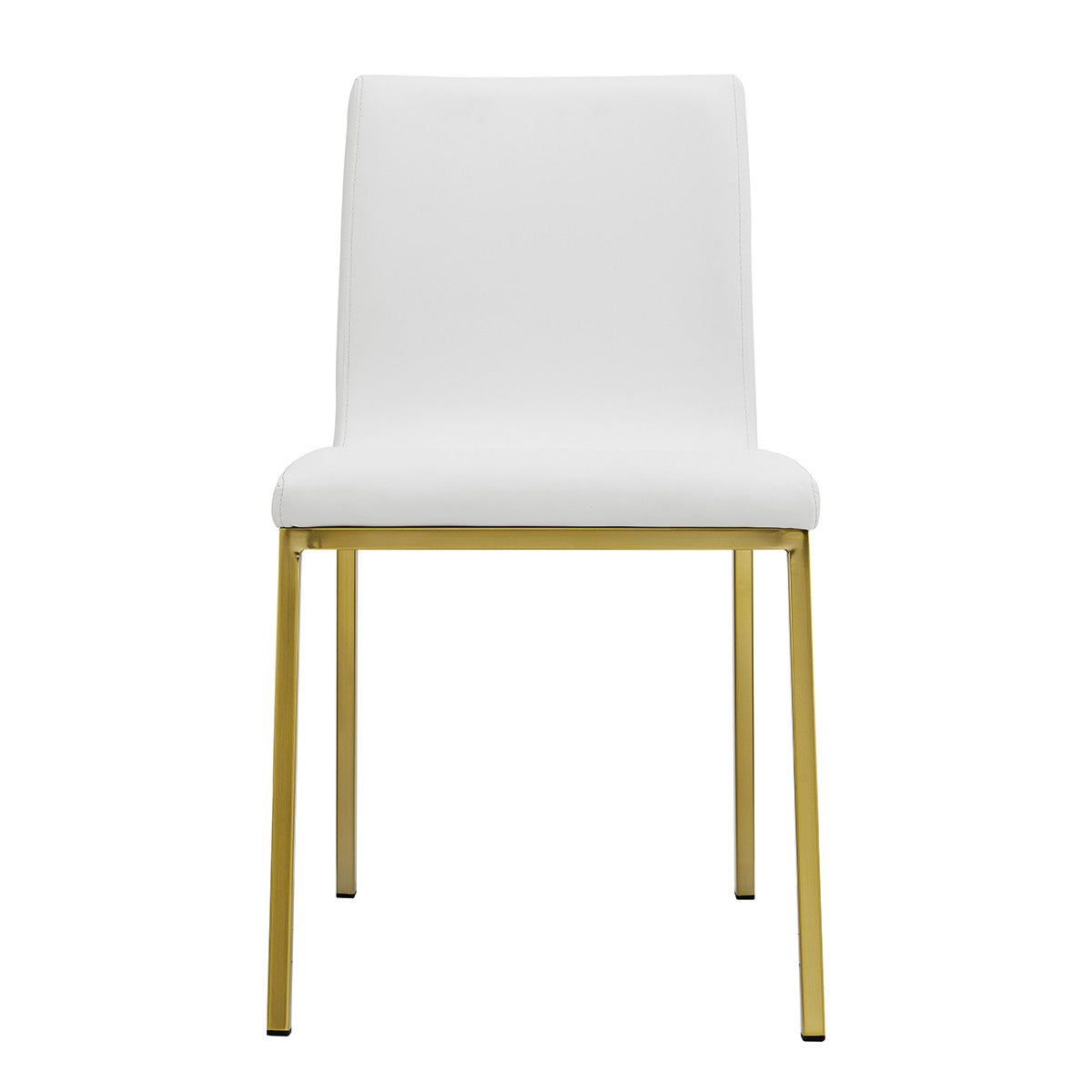 Set of Two Minimalist White Faux Faux Leather and Gold Chairs