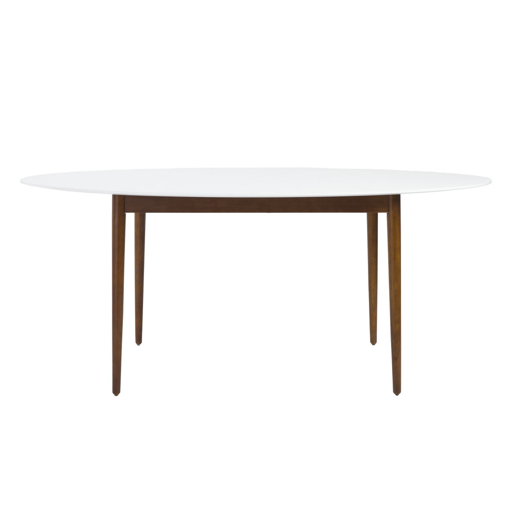 Modern Walnut and White Oval Dining Table - 99fab 