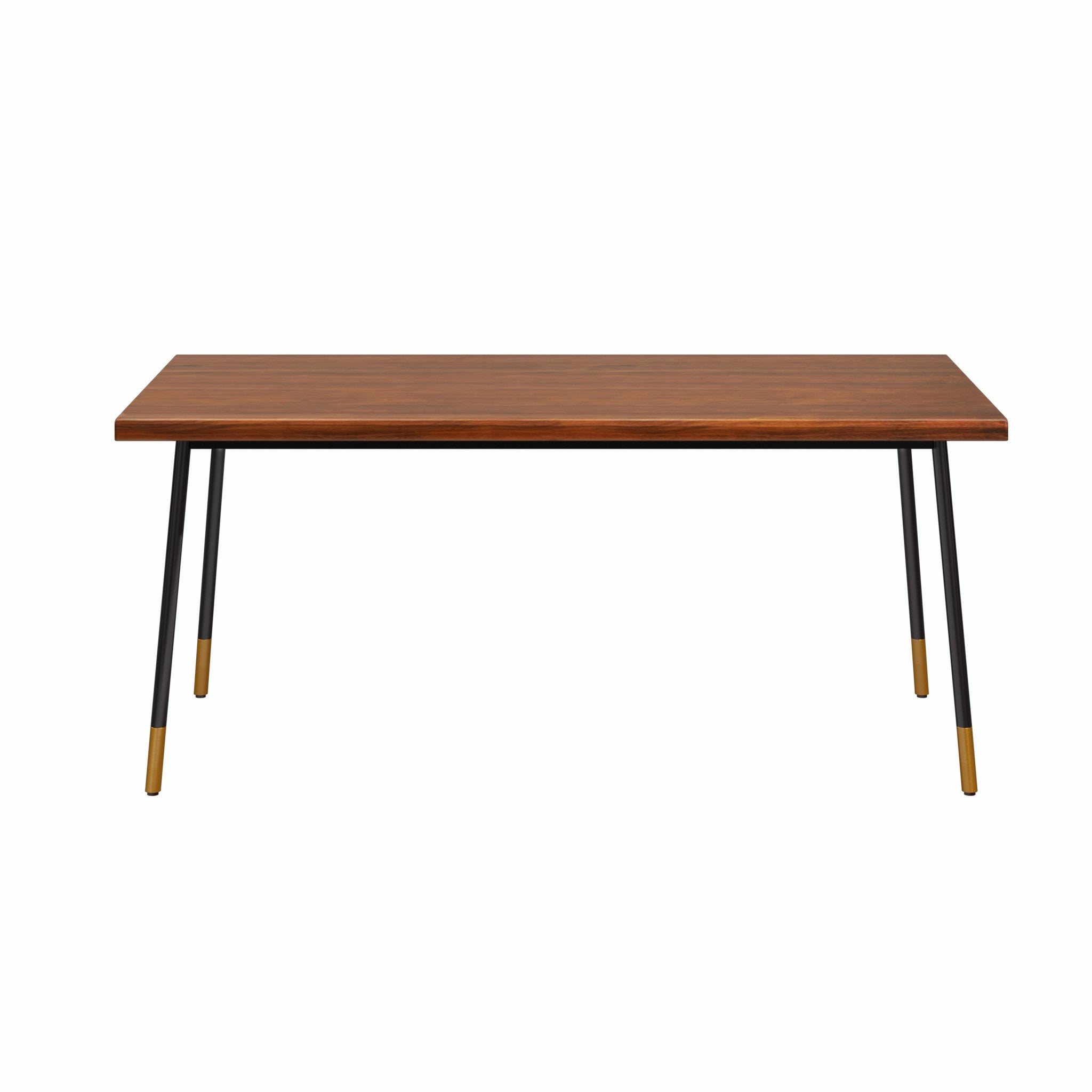 63" Brown Wood Dining Table with Black Steel Legs