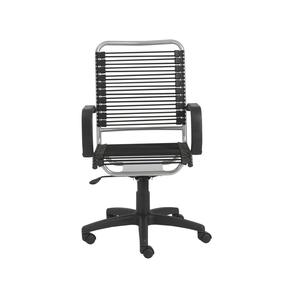 Black Swivel Adjustable Task Chair Bungee Back Steel Frame - 99fab 