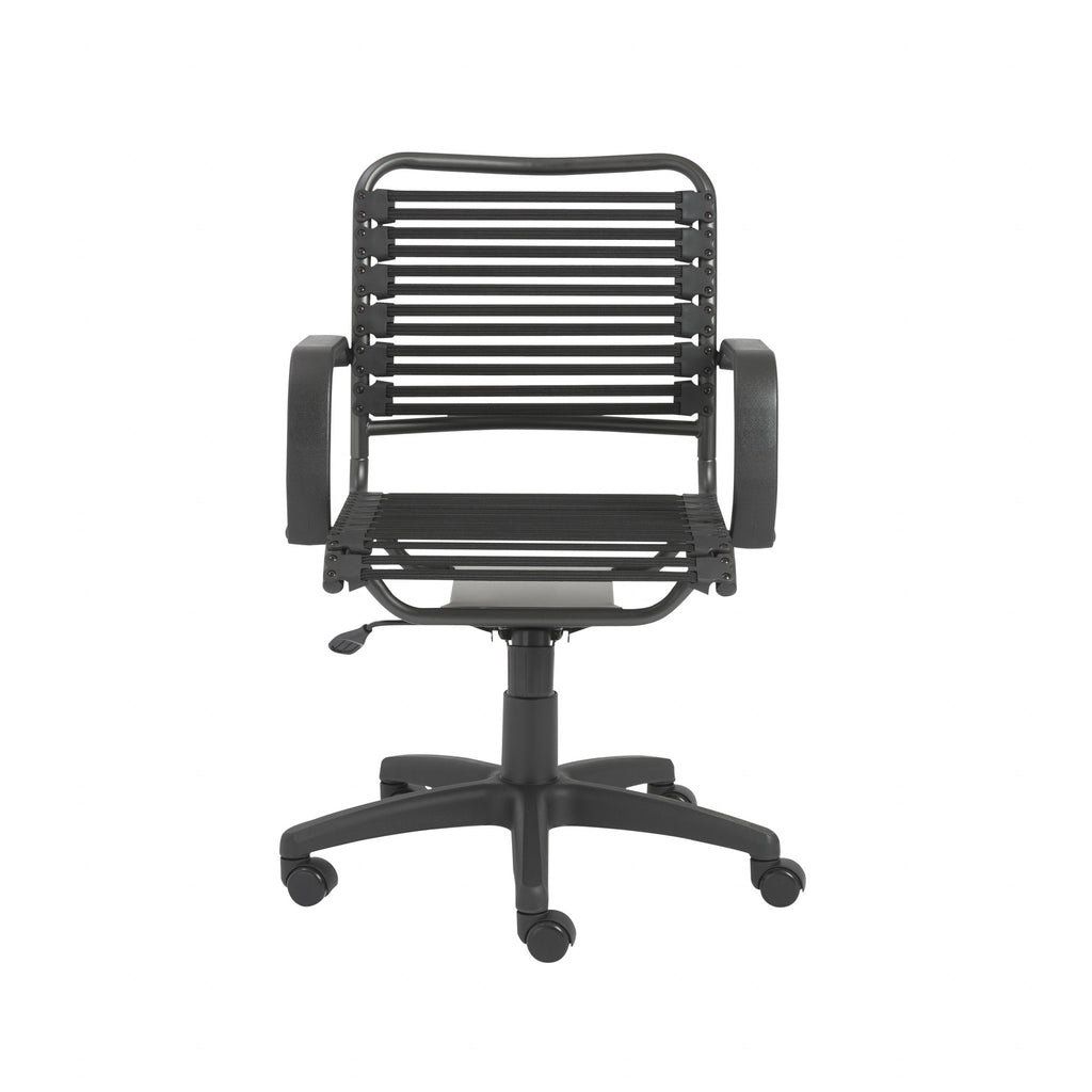 Black Swivel Adjustable Task Chair Bungee Back Steel Frame - 99fab 