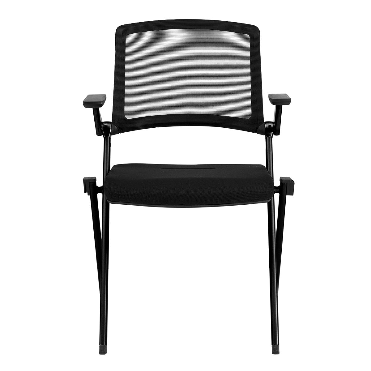 Set Of Two Black Polyester Blend Seat Swivel Task Chair Mesh Back Steel Frame