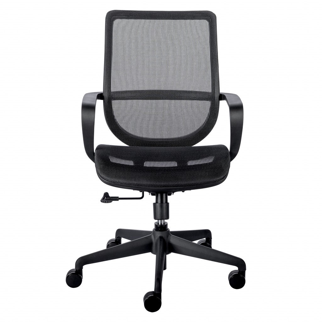 Black Swivel Adjustable Task Chair Mesh Back Plastic Frame - 99fab 