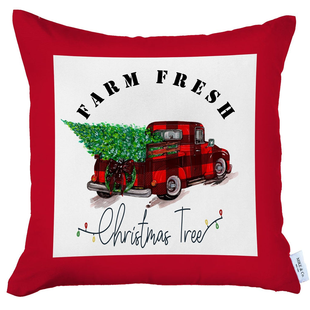 Christmas Buffalo Check Pick Up Truck Throw Pillow - 99fab 