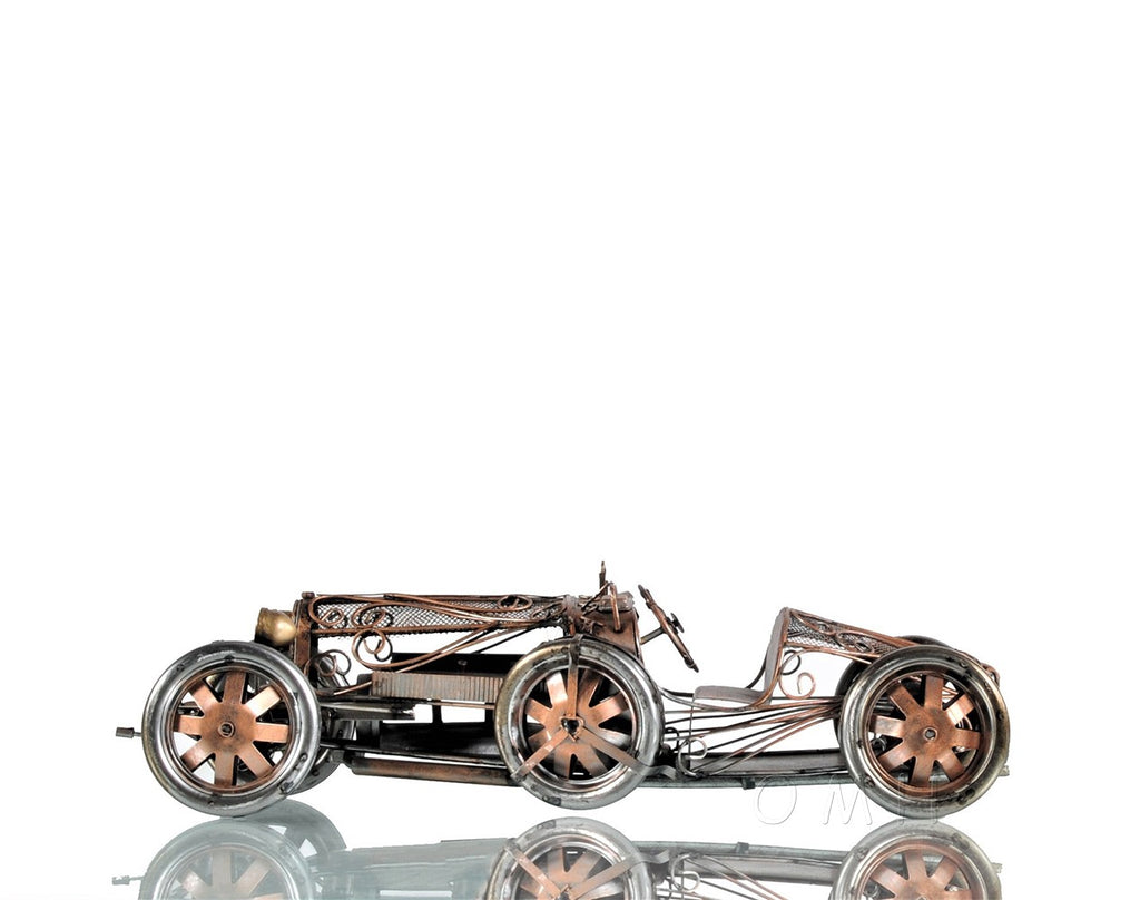 c1924 Bugatti Bronze and Silver Open Frame Racecar Sculpture - 99fab 