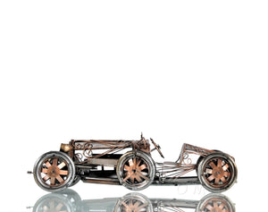 c1924 Bugatti Bronze and Silver Open Frame Racecar Sculpture