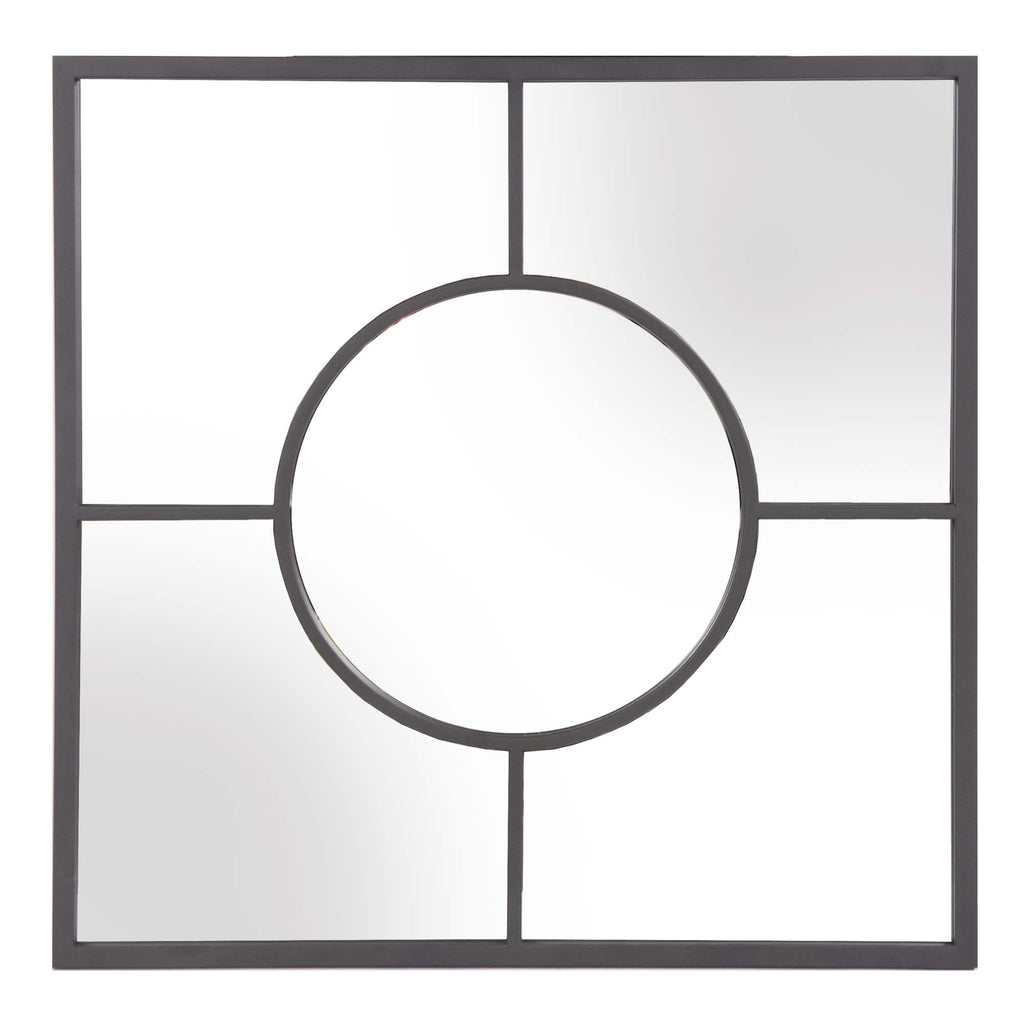 Graphite Geometric Design Square Metal Wall Mirror - 99fab 