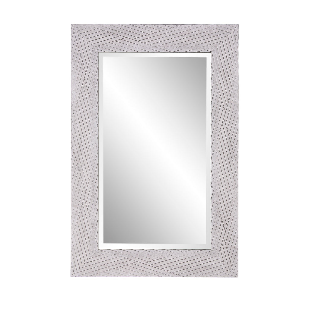 Weathered Gray Woven Faux Wood Rectangular Mirror - 99fab 