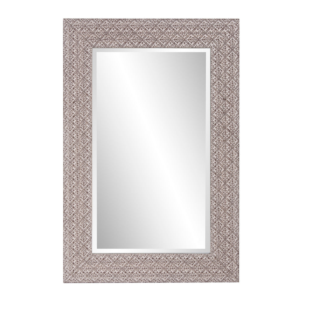 Gray Embossed Faux Wood Rectangular Mirror - 99fab 