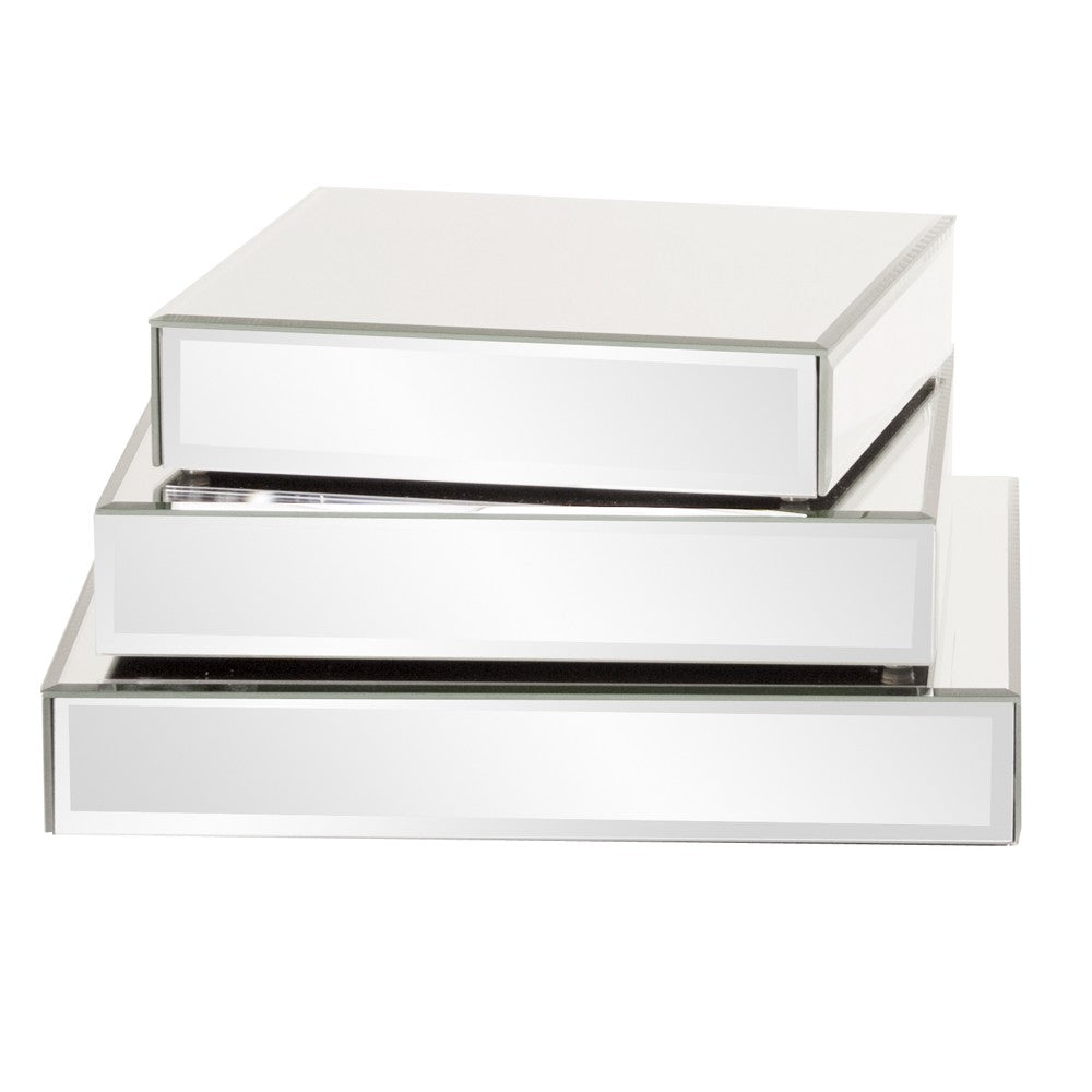 Set of Three Mirrored Rectangular Display Platforms - 99fab 