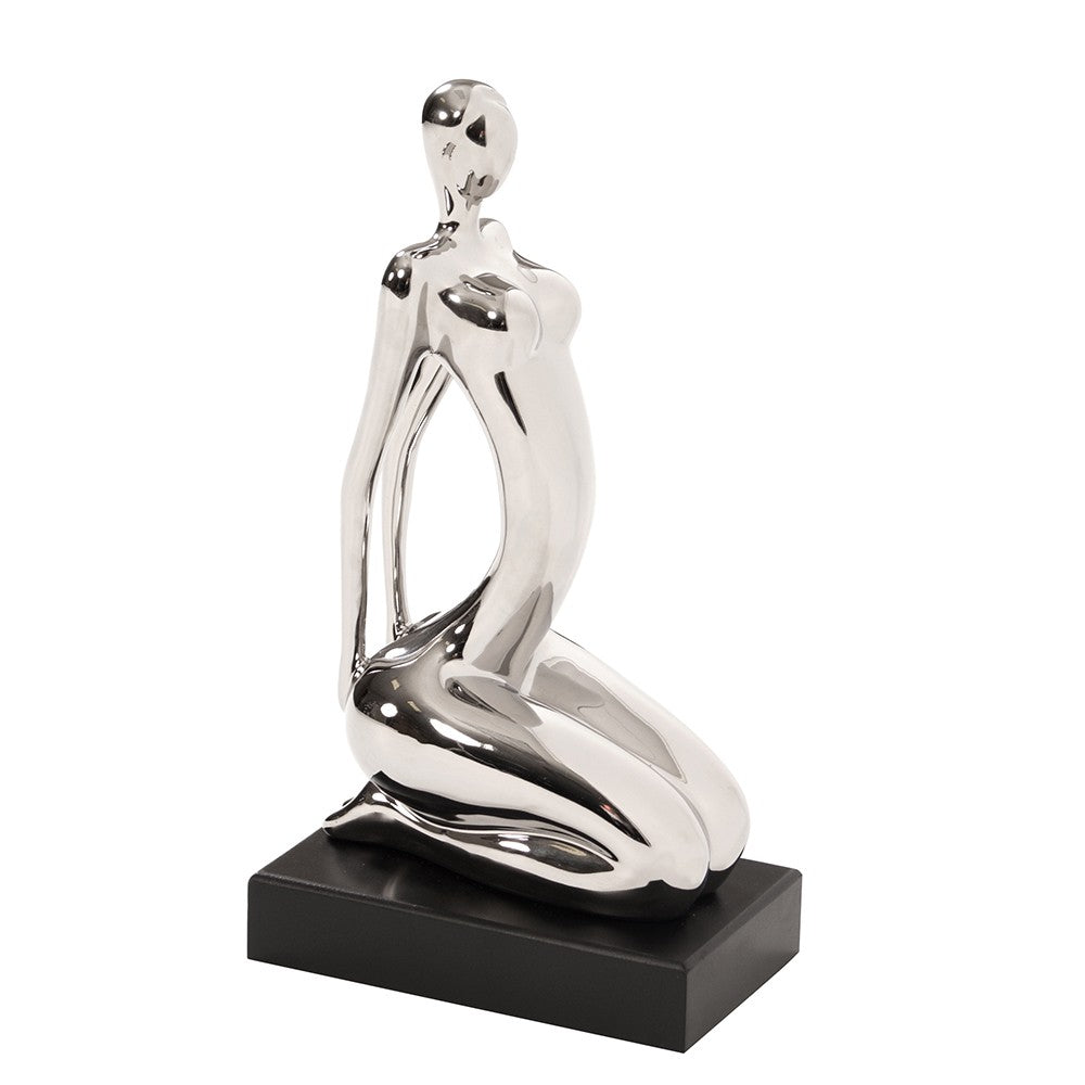 Modern Silver and Black Ustrasana Yoga Sculpture - 99fab 