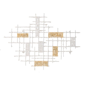 Contemporary White and Gold Geo Grid Wall Art