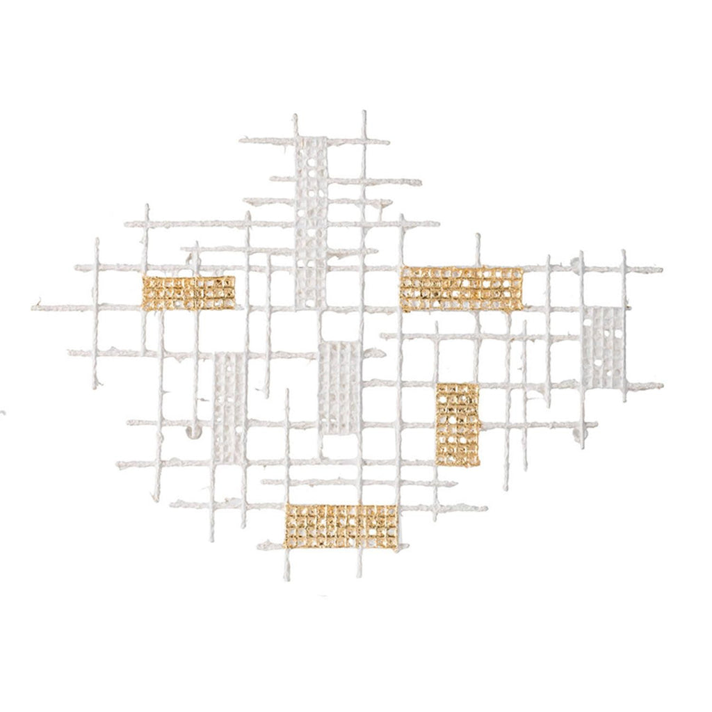 Contemporary White and Gold Geo Grid Wall Art - 99fab 