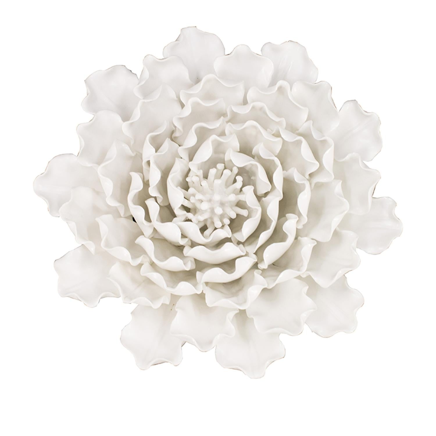 Cream Exaggerated 9" Ceramic Flower Wall Art