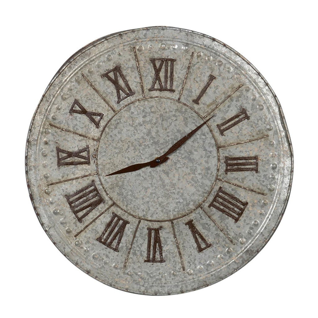 Vintage Galvanized Metal Round Wall Clock - 99fab 